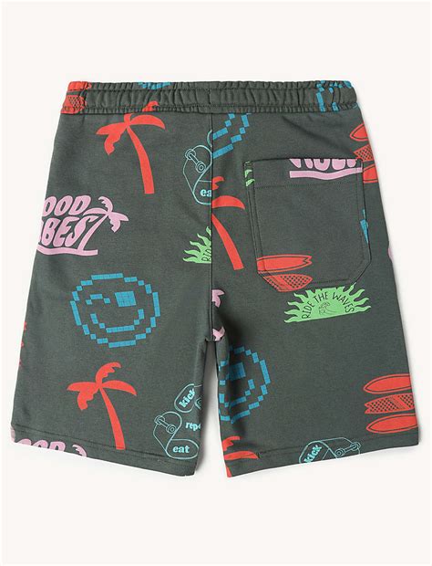Cotton Mix Regular Fit Printed Shorts