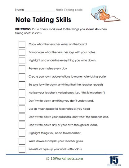 Note Taking Worksheets 的图像结果