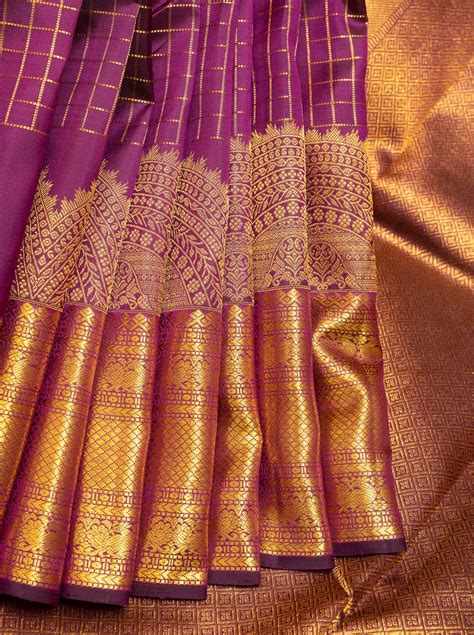 Mulberry Purple Turning Border Pure Kanchipuram Silk Saree – Clio Silks