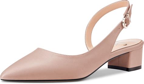 Buy Castamere Women Chunky Block Low Kitten Heel Pointed Toe Slingback ...