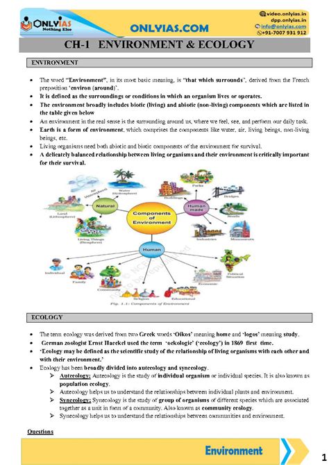 Only Ias - Environment & Ecology GS Paper-III- Foundation Printed Notes ...