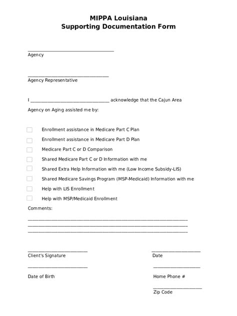 MIPPA Louisiana Supporting Documentation Doc Template | pdfFiller