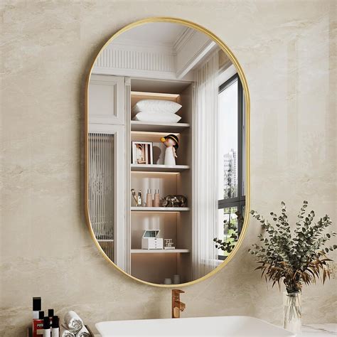 Amazon.com: Suidia 24"x 36" Oval Bathroom Mirror, Gold Oval Mirror ...