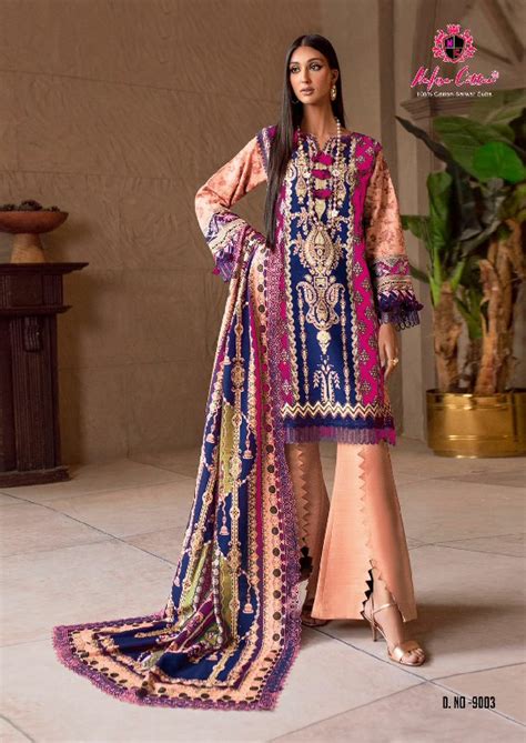 NAFISA SAFINA KARACHI SUITS VOL 9 PAKISTANI CASUAL WEAR DRESS MATERIAL ...