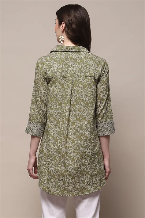 Olive Cotton Straight Kurta at Biba India