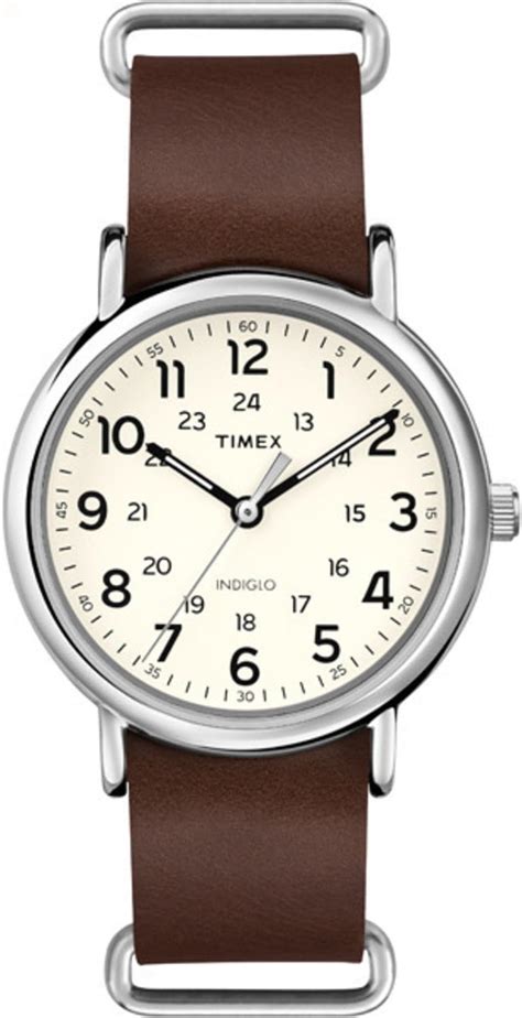Buy TIMEX Weekender Analog Watch for Man with Cream Round Dial & Brown ...