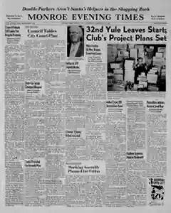 Monroe Evening Times Archives, Dec 20, 1961, p. 1