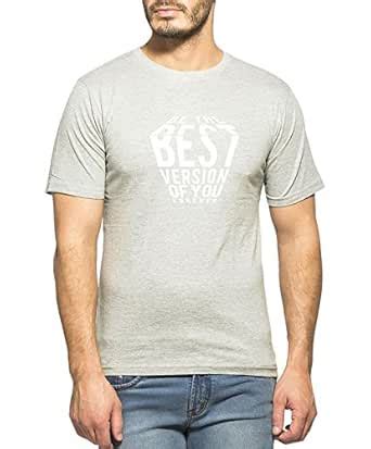 Buy Clifton Men's Printed Half Sleeve R-Neck T-Shirt-Grey Melange-Best ...