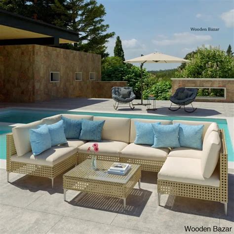 Luxury 6-Person Cushioned Outdoor Seating Set - Wooden Bazar | Wooden Bazar