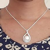 Buy Clara 92.5 Sterling Silver Real Pearl Pendant with Chain Gift for ...