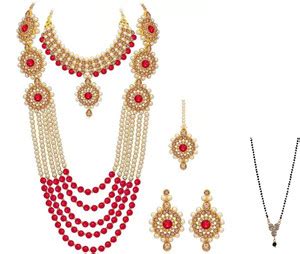 JMBW INTERNATIONAL Alloy Red, Gold Jewellery Set Price in India - Buy ...