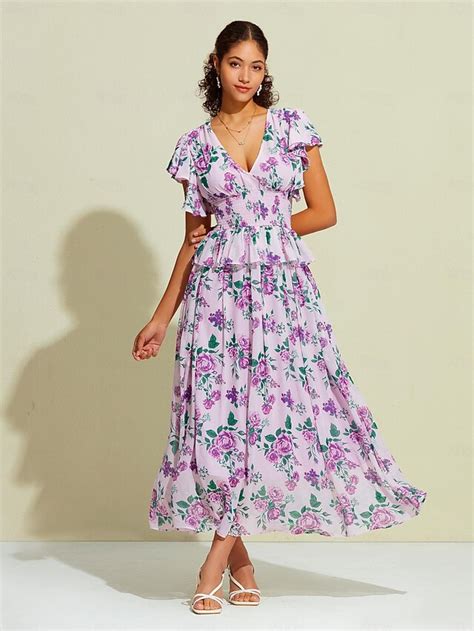 Chiffon Flutter Sleeve V Neck Maxi Dress Ador 2025 $66.00 XS S M L XL ...
