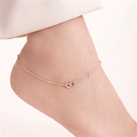 Linked Hearts Rose Gold Plated 925 Sterling Silver Anklet – Zavya