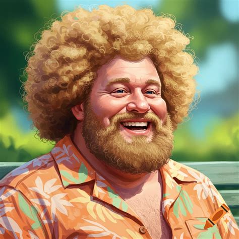 Chubby blonde man with curly fro and beard on Craiyon