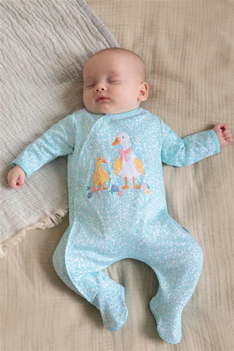 Buy JoJo Maman Bébé Blue Duck Appliqué Zip Cotton Baby Sleepsuit from ...