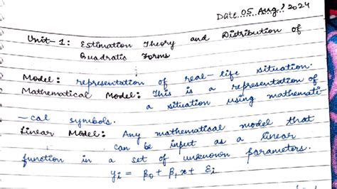 Linear Models SEM 5: Estimation Theory & Quadratic Forms - Studocu