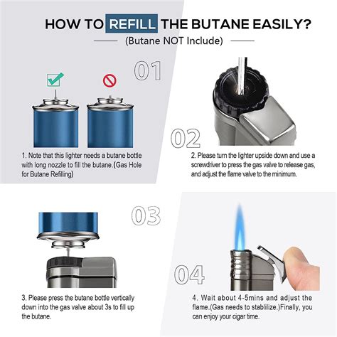 Buy YUSUD Torch Lighter, 2 Pack Butane Fuel Refillable Lighter with Gas ...