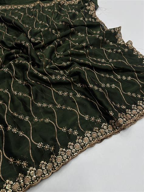 Confounding Party Wear Satin Silk Sequence n Stunning Cut Work Fancy S ...