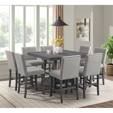 Elements Seneca D-7670-3-9PC Transitional 9-Piece Counter Height Dining ...