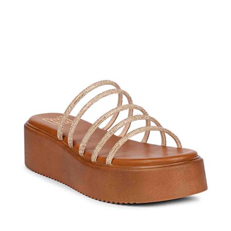 Buy Viviblu Women Tan Leather Wedges Embellished Gold Straps Online