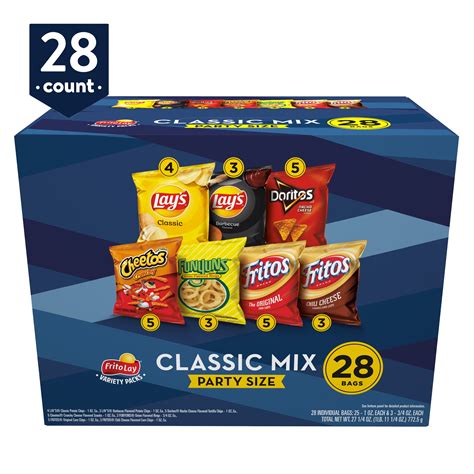Frito-Lay Classic Mix Variety Pack Snack Chips, 28 Count Multipack ...
