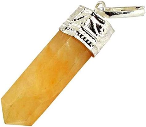 NP Yellow Tourmaline Citrine Crystal Stone Unisex Pencil Pendant for ...