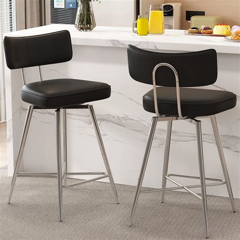 Amazon.com: GXJ Swivel Counter Height Bar Stools Set of 2, 26" Leather ...