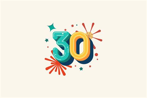Logo Number Colorful 30th, 30th Happy Birthday or Anniversary with ...