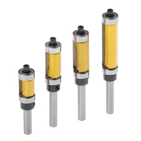 4x Woodwok 1/4'' Shank Top Bearing Flush Trim Router Bit Set Milling ...