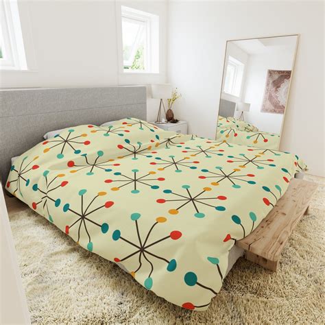 Mid Century Modern Bedding, Atomic Clock, Retro 50's Era King Size ...