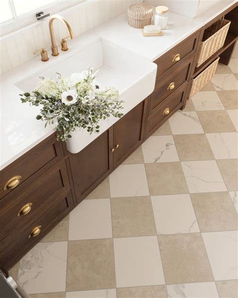 Leona 12x12 Checkerboard Matte Porcelain Tile in Calacatta and Marfil ...