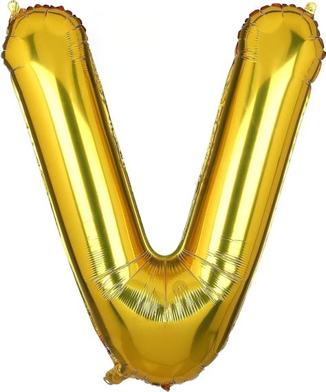 Flyloons Golden V Letter Foil Balloon Alphabets Balloons - Size 16 Inch ...