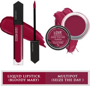 LOVE EARTH Lip And Cheek Tint Seize The Day & Liquid Lipstick Bloody ...