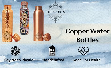 Treasure Hammered copper water bottle 1 litre copper water bottle with ...