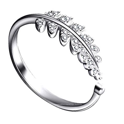 University Trendz Silver Plated Adjustable Leaf Ring For Women's and ...