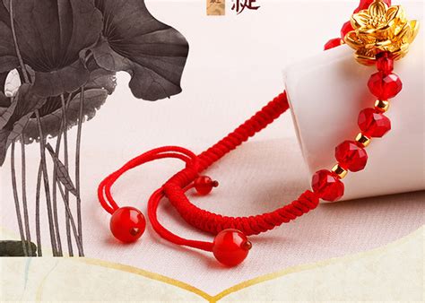 中国风足金红琉璃编织红绳转运珠黄金手链- 国风网