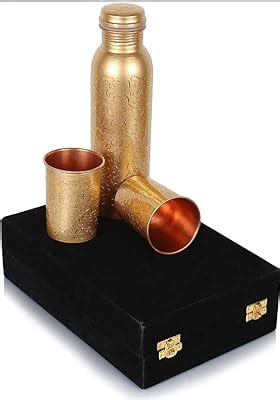 Buy R Ayurveda Copper Floral Copper Bottle with 2 Glass 1000 ml Count 1 ...