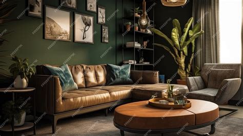 Premium Photo | A stylish modern living room interior design with dark ...