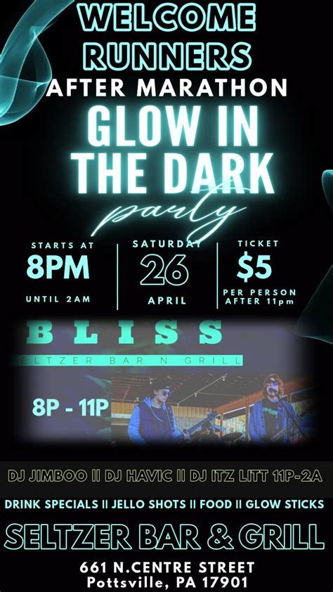 Seltzer Jogger Glow Party, Seltzer bar&Grill, Pottsville, 26 April to ...