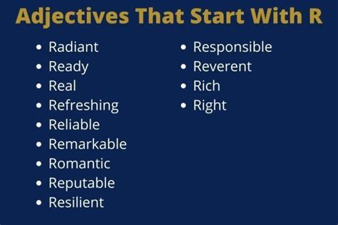 Adjectives That Start With R | List of positive adjectives, Positive ...