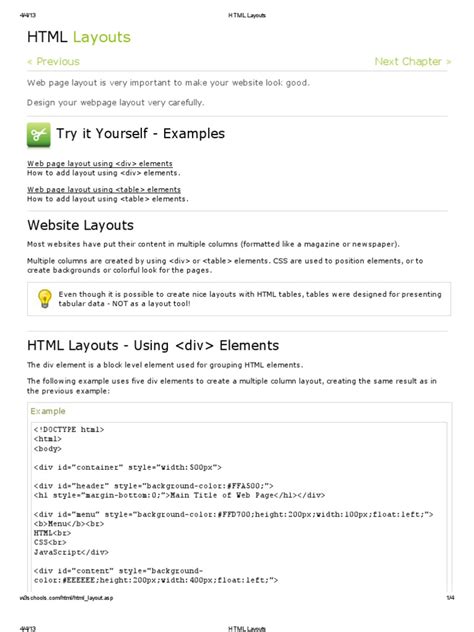 Image result for HTML Layout Examples
