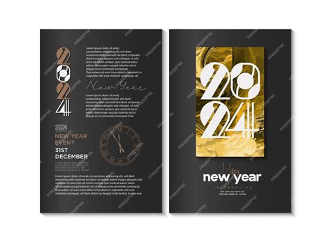 Plakat na nowy rok 2024 z elegancką kolekcją ramek o złotej teksturze ...