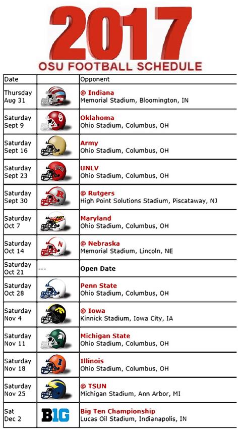 Osu Football Schedule Printable