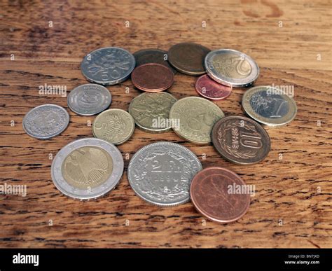 World currencies: Coins of different countries Stock Photo - Alamy