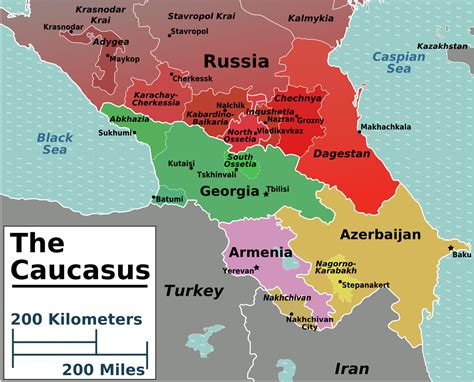 Map Showing Caucasus