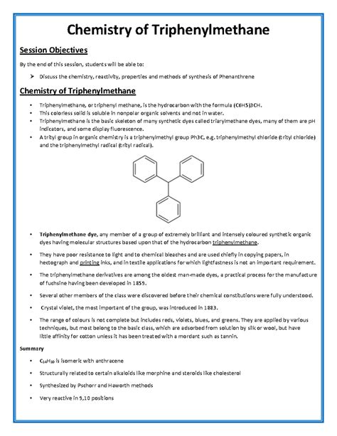 Chemistry of Triphenylmethane - Chemistry of Triphenylmethane Session ...