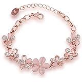 Buy Om Jewells Valentine Gift Rose Gold Plated Pink Flowers Link Chain ...
