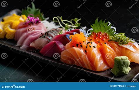 Japanese Sushi Set - Different Types of Nigiri Sashimi Stock Image ...
