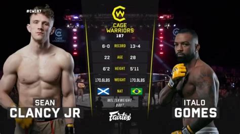 Sean Clancy Jr vs Italo Gomes Cage Warriors 187