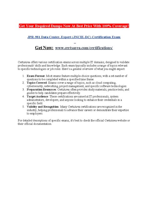 JPR-981 Data Center, Expert ( Jncie-DC) Certification Exam - Get Your ...